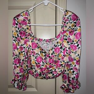 Floral Pink and Yellow Women's Top